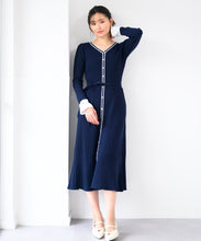 画像をギャラリービューアに読み込む, カフス袖Vネックニットワンピース/MM517413