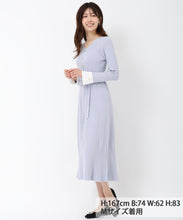 画像をギャラリービューアに読み込む, カフス袖Vネックニットワンピース/MM517413