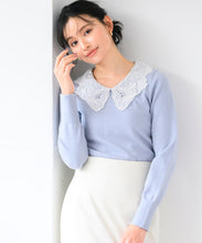 画像をギャラリービューアに読み込む, レース刺繍衿ニット/MM518309