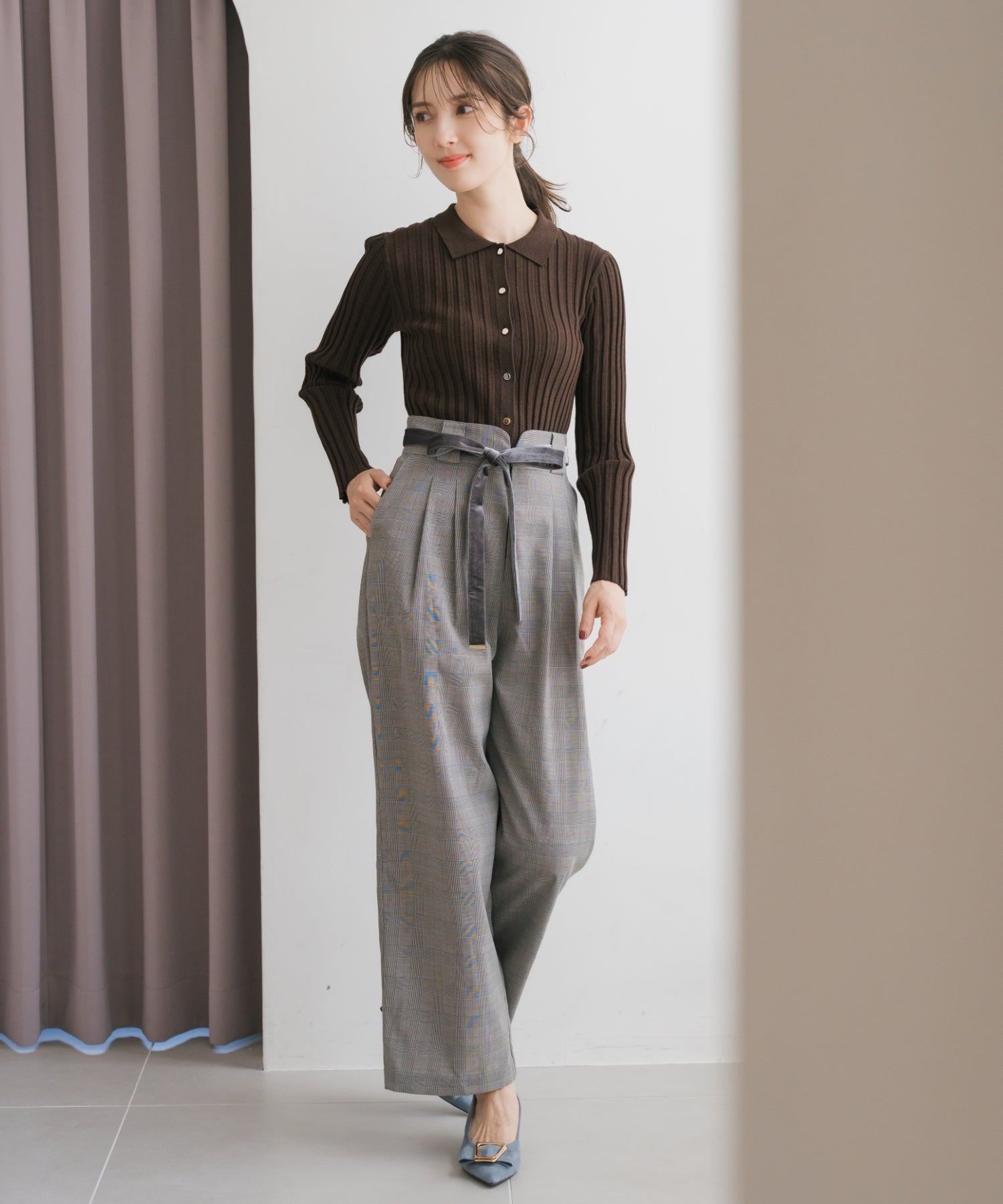 レディースラテンパンツ　ウエストベロア　サイドベロアリボン ベロアリボン2タックワイドパンツ/MM537302 – MISCH MASCH|31