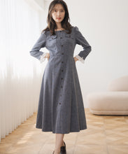 画像をギャラリービューアに読み込む, フロント釦ツイード風フレアワンピース/MM547402