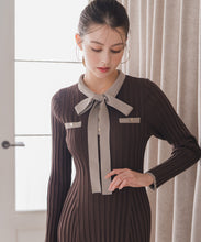 画像をギャラリービューアに読み込む, 配色ポロ衿ワイドリブニットワンピース/MM547412