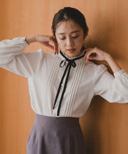 画像をギャラリービューアに読み込む, ピンタック配色リボンブラウス/MM548102