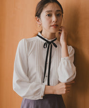 画像をギャラリービューアに読み込む, ピンタック配色リボンブラウス/MM548102