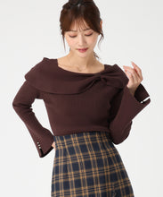 画像をギャラリービューアに読み込む, アシメリボン2wayフレア袖ニット/MM548306