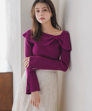 画像をギャラリービューアに読み込む, アシメリボン2wayフレア袖ニット/MM548306