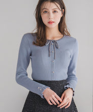 画像をギャラリービューアに読み込む, 【再入荷】フリル袖配色リボンニット/MM548309