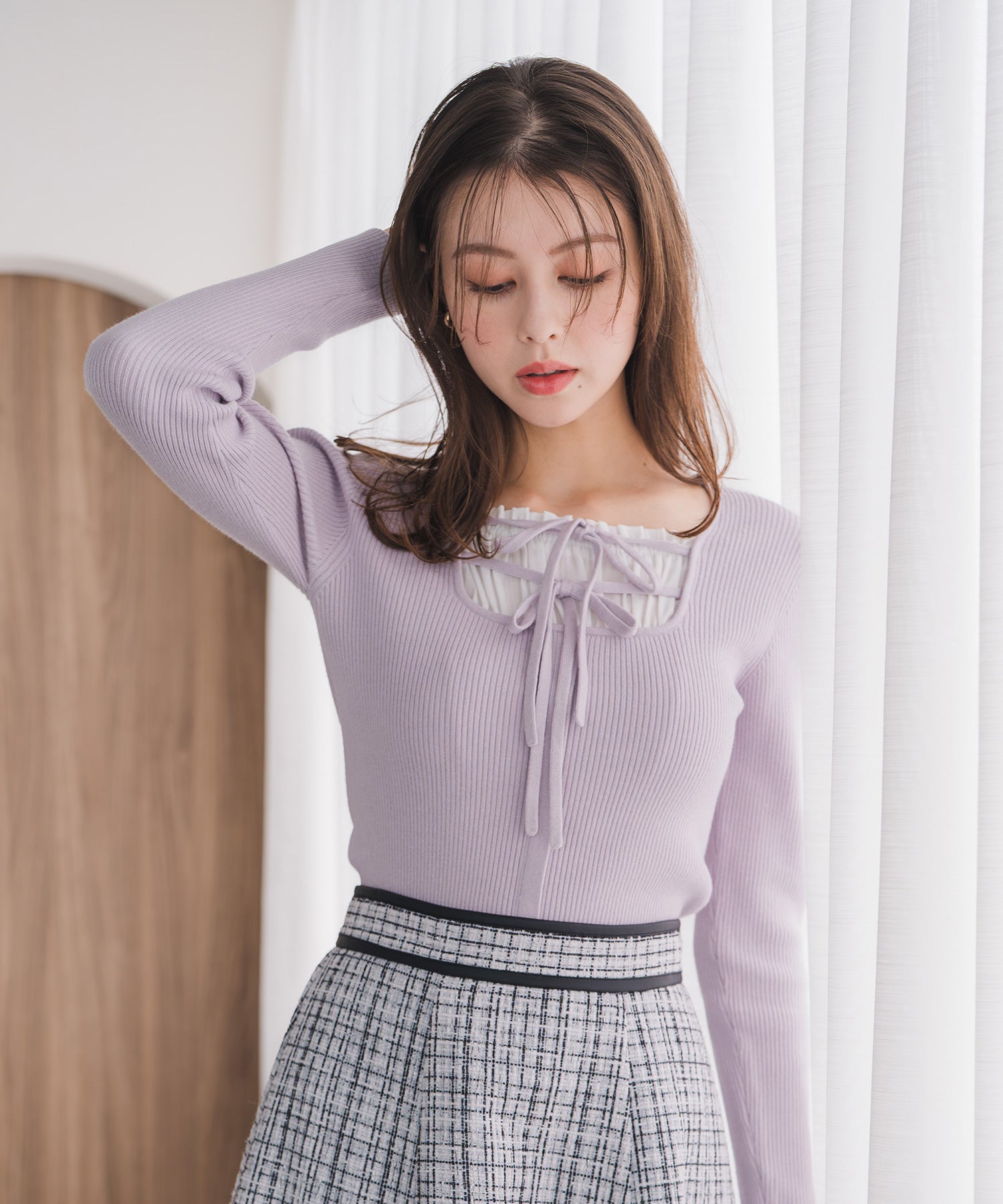 フェイクブラウスダブルリボンリブニット/MM548314 – MISCH MASCH|31