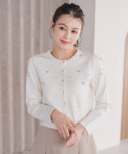 画像をギャラリービューアに読み込む, ビジュー刺繍カーディガン/MM548404