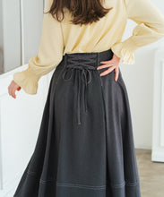 画像をギャラリービューアに読み込む, 【予約販売/3月下旬発売予定】ポリデニム配色ステッチレースアップスカート/MM617205