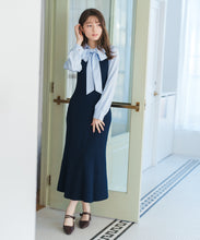 画像をギャラリービューアに読み込む, 【WEB限定予約販売/1月下旬発売予定】タイ付きシャツドッキングニットワンピース/MM617403