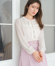 画像をギャラリービューアに読み込む, 配色リボン長袖ブラウス/MM618102