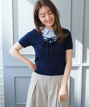 画像をギャラリービューアに読み込む, 【予約販売/3月下旬発売予定】シャツレイヤードケーブルリボンニット/MM628301