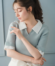 画像をギャラリービューアに読み込む, 【予約販売/3月下旬発売予定】レースシャツレイヤード風スキッパーニット/MM628304