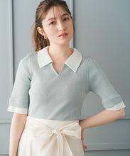 画像をギャラリービューアに読み込む, 【予約販売/3月下旬発売予定】レースシャツレイヤード風スキッパーニット/MM628304