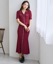 画像をギャラリービューアに読み込む, 【予約販売/8月下旬入荷予定】マルチ配色ポロ襟ニットワンピース/MM637405