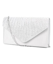 画像をギャラリービューアに読み込む, ラインストーンギャザーフラップバッグ/MOB018【結婚式/オケージョン/パーティー】