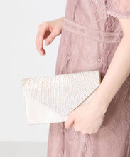 画像をギャラリービューアに読み込む, ラインストーンギャザーフラップバッグ/MOB018【結婚式/オケージョン/パーティー】