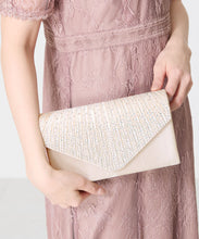 画像をギャラリービューアに読み込む, ラインストーンギャザーフラップバッグ/MOB018【結婚式/オケージョン/パーティー】