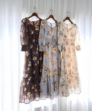 画像をギャラリービューアに読み込む, Vネックギャザーフラワーワンピース/TT537407