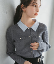 画像をギャラリービューアに読み込む, 襟付きケーブルカーディガン/TT548409