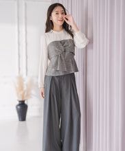 画像をギャラリービューアに読み込む, ツイードドッキングねじりペプラムブラウス/MM548109