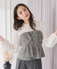 画像をギャラリービューアに読み込む, ツイードドッキングねじりペプラムブラウス/MM548109