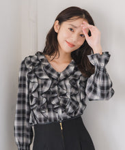 画像をギャラリービューアに読み込む, チェック柄フリルレイヤードブラウス/MM548106