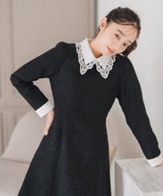 画像をギャラリービューアに読み込む, レース襟付きツイードミニワンピース/MM547420