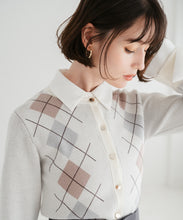 画像をギャラリービューアに読み込む, レイヤード襟アーガイルカーディガン/TT538406