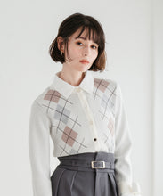 画像をギャラリービューアに読み込む, レイヤード襟アーガイルカーディガン/TT538406