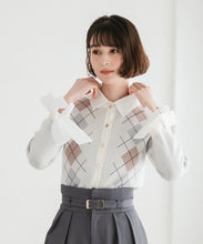 画像をギャラリービューアに読み込む, レイヤード襟アーガイルカーディガン/TT538406