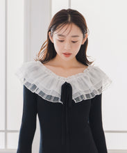 画像をギャラリービューアに読み込む, レースチュール襟マーメイドニットワンピース/MM547418