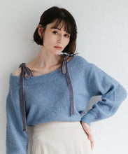 画像をギャラリービューアに読み込む, ベロア肩リボンふわふわニット/TT548318