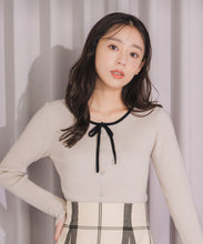 画像をギャラリービューアに読み込む, フリル袖配色リボンニット/MM548309