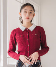 画像をギャラリービューアに読み込む, シャツ襟付きケーブルカーディガン/MM548410