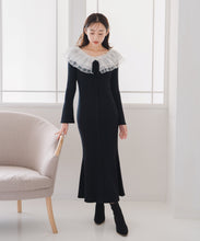 画像をギャラリービューアに読み込む, レースチュール襟マーメイドニットワンピース/MM547418