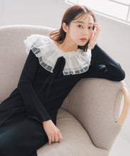 画像をギャラリービューアに読み込む, レースチュール襟マーメイドニットワンピース/MM547418