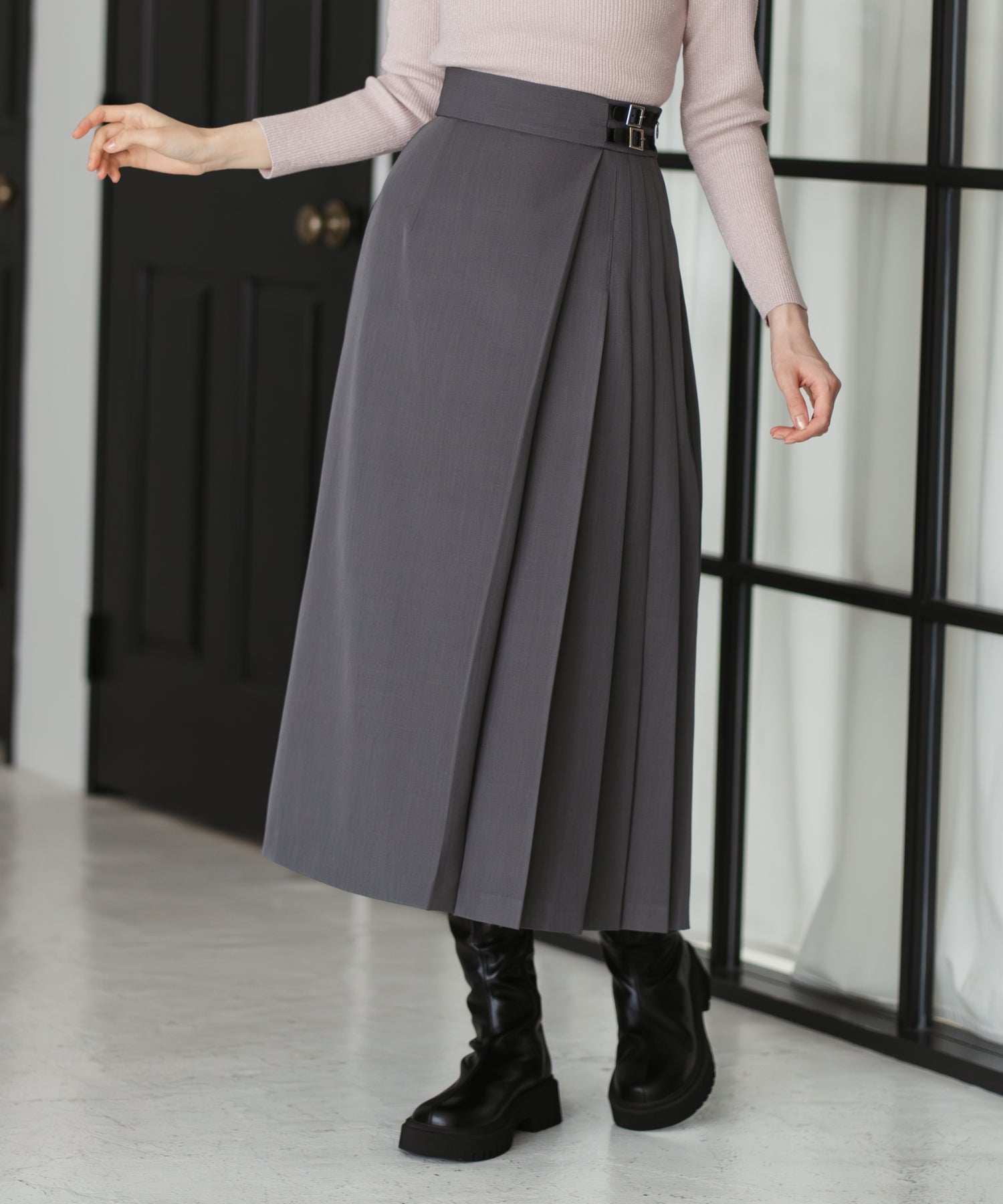 モカグレー プリーツスカート ダブルベルトアシメプリーツスカート/TT547207 – MISCH MASCH|31 Sons