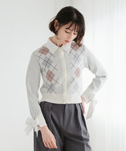 画像をギャラリービューアに読み込む, レイヤード襟アーガイルカーディガン/TT538406