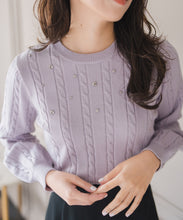 画像をギャラリービューアに読み込む, バックリボンビジューケーブルニット/MM548323