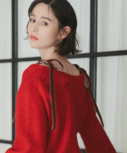 画像をギャラリービューアに読み込む, ベロア肩リボンふわふわニット/TT548318