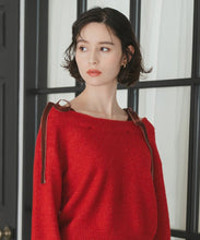 画像をギャラリービューアに読み込む, ベロア肩リボンふわふわニット/TT548318