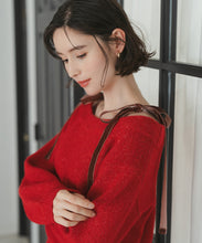 画像をギャラリービューアに読み込む, ベロア肩リボンふわふわニット/TT548318