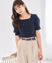 画像をギャラリービューアに読み込む, 5分袖ハート刺繍ニット/TT628305