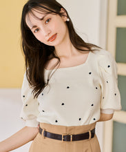 画像をギャラリービューアに読み込む, 5分袖ハート刺繍ニット/TT628305