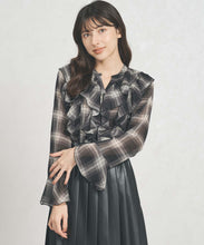 画像をギャラリービューアに読み込む, 一部店舗限定 フリルチェックブラウス/TT558103