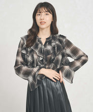 画像をギャラリービューアに読み込む, 一部店舗限定 フリルチェックブラウス/TT558103