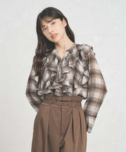 画像をギャラリービューアに読み込む, 一部店舗限定 フリルチェックブラウス/TT558103