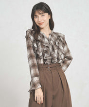 画像をギャラリービューアに読み込む, 一部店舗限定 フリルチェックブラウス/TT558103